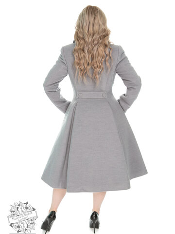 Pre dokonalý a originálny outfit Sivý dámsky retro kabát s gombíkmi